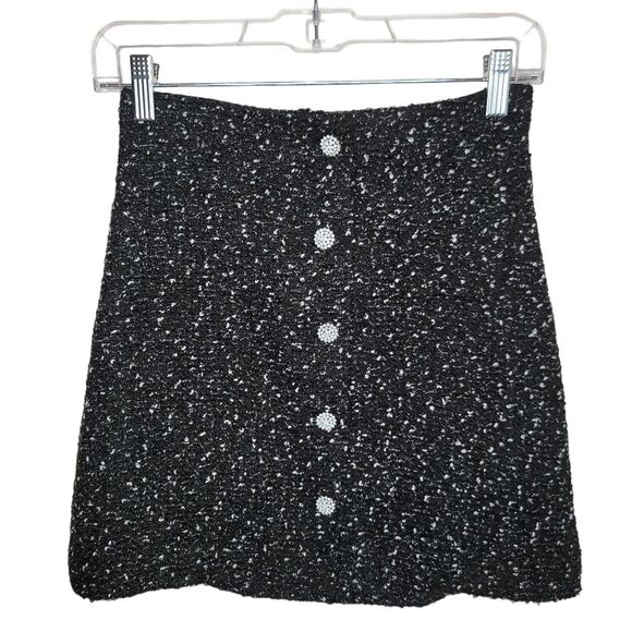 Express Nwt Tweed High Waist Embellished Mini Skirt Size 0 - Picture 6 of 9